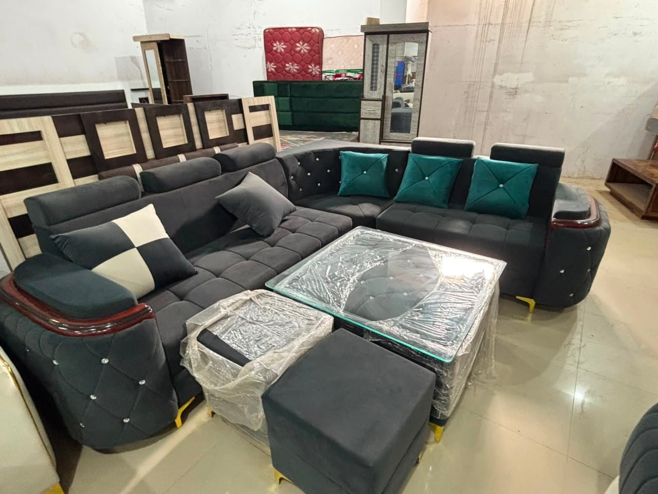 Dark Grey L-Shaped Sofa Sofas